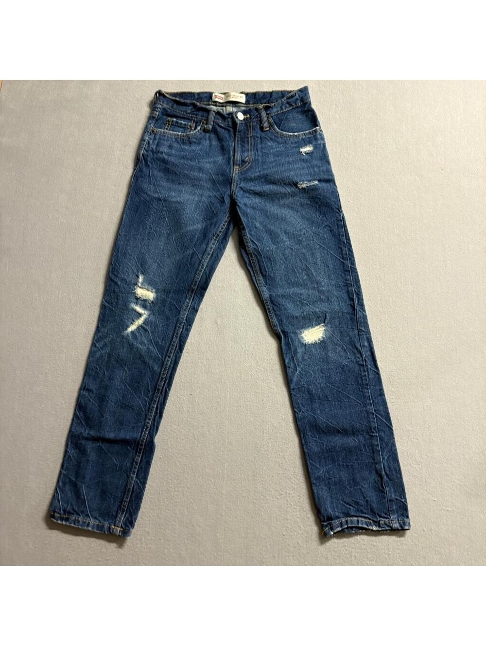 Levis 502 Regular Taper Jeans Boys 14 Reg Distressed Blue Denim 27x27